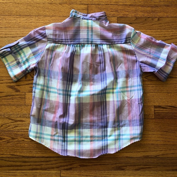 Vintage 80s Land ‘n Sea Pastel Plaid Blouse - Picture 4 of 4
